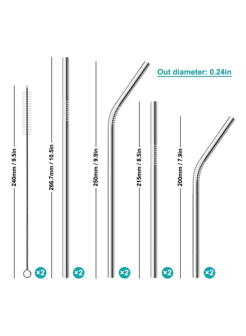Homify 8 Pack Reusable Stainless Steel Metal Straws with Cleaning Brush, Long Straight Bent Metal Straw for Tumbler & Coffee Mug Suitable for 30 oz and 20 oz Stanley Cup - Image 2