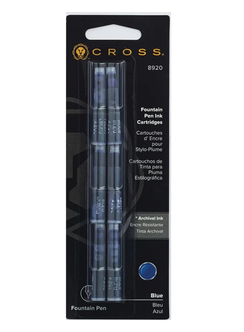 Cross 6-Piece Fountain Pen ink Cartridge Blue Ink  - Image 1