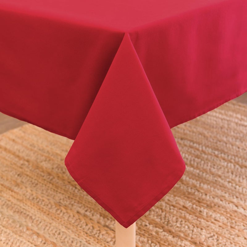 Encasa XO Dining Table Cover  140x230 cm Cotton Canvas Deep Red Table Cloth  Machine Washable Rectangular Tablecloth  Indoor  Outdoor Dining  Durable EasyCare  Suitable for Any Occasion