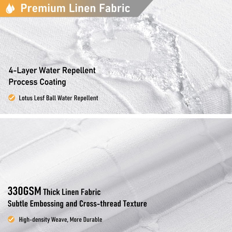 BTTN BTTN Boho Long Shower Curtain  72x78 Inch Long Linen Ultra Thick Fabric Shower Curtain Set with Plastic Hooks  Tall Modern Farmhouse Country Neutral Textured Cloth Shower Curtains for Bathroom  White - Image 4