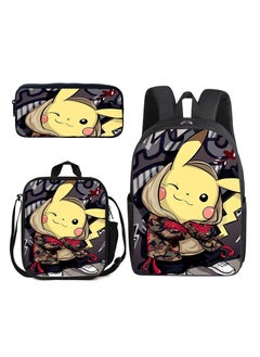 Pokemon Cartoon Backpack Three-piece Student School Bag 