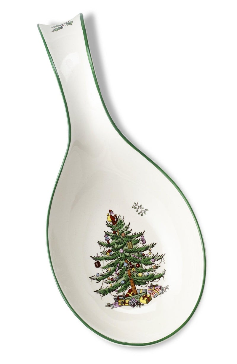 Spode Christmas Tree Spoon Rest 12Inch Festive Cooking Utensil Rest Christmas Spatula  Ladle Holder for Kitchen Countertop Fine Earthenware Dishwasher Safe Holiday Kitchen Accessory