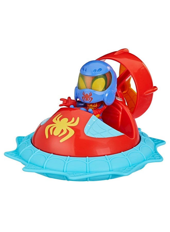 SPIDEY AND HIS AMAZING FRIENDS مارفل سبايدي وأصدقائه المذهلين - سبايدي مع دوّار الهوHover، مجموعة سيارات مع مركبة، شخصية عمل بحجم 4 إنش وملحقات، سيارات ألعاب للأطفال من 3 سنوات وما فوق - Image 2