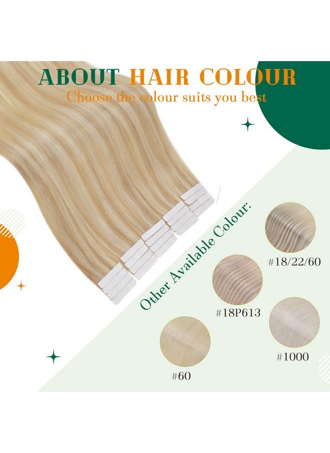 Easyouth - Tape In Hair Extensions Real Human Hair Blonde 16 Inch 50G 20Pcs Seamless Tape In Extensions Blonde Highlight Glue In Hair Extensions Warm Blonde - Image 1
