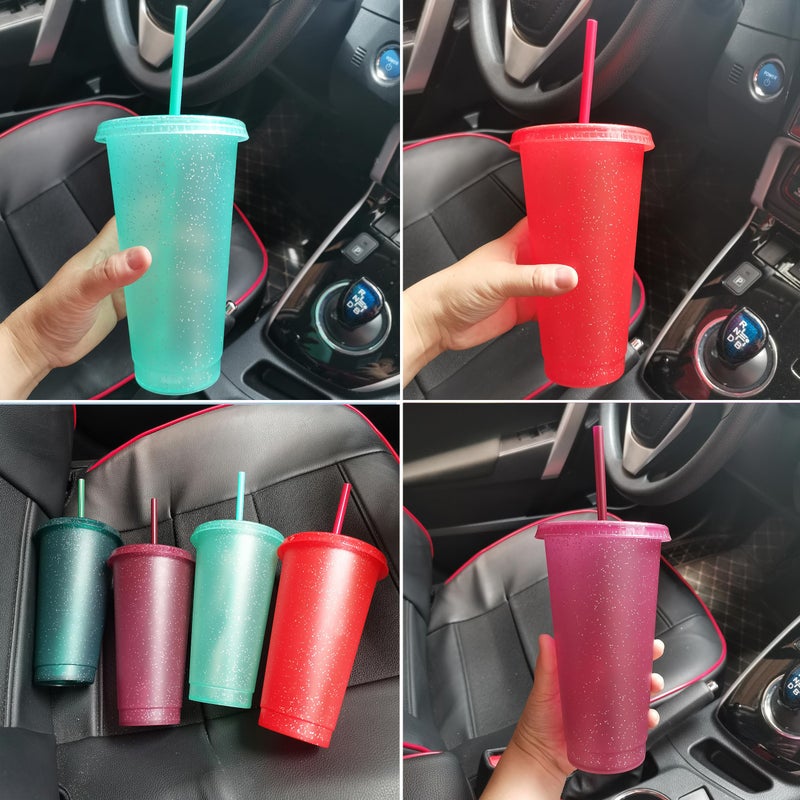Suertestarry Tumbler with Straw and Lid,Water Bottle Iced Coffee Travel Mug Cup,Reusable Plastic Cups,Perfect for Parties,Birthdaysâ€¦ (Rainbow, 5pack) - Image 3