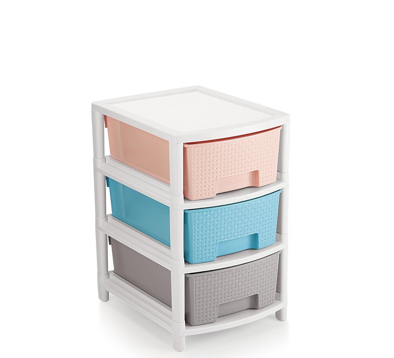 Nabhya Dura 3 Multipurpose Drawer Plastic Modular Chest Storage Organizer For Home Kitchen Office Parlor School Easy Assembly 3 Rack Multicolour - Image 1