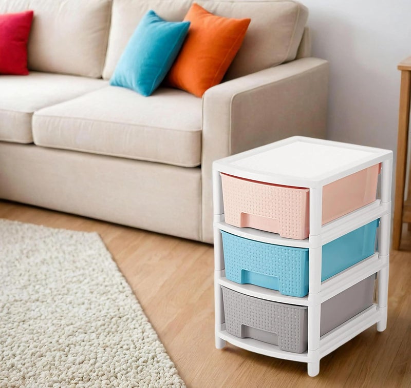 Nabhya Dura 3 Multipurpose Drawer Plastic Modular Chest Storage Organizer For Home Kitchen Office Parlor School Easy Assembly 3 Rack Multicolour - Image 3