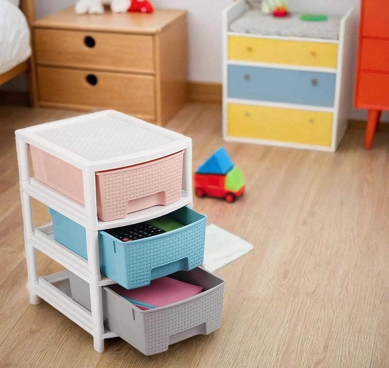 Nabhya Dura 3 Multipurpose Drawer Plastic Modular Chest Storage Organizer For Home Kitchen Office Parlor School Easy Assembly 3 Rack Multicolour - Image 2