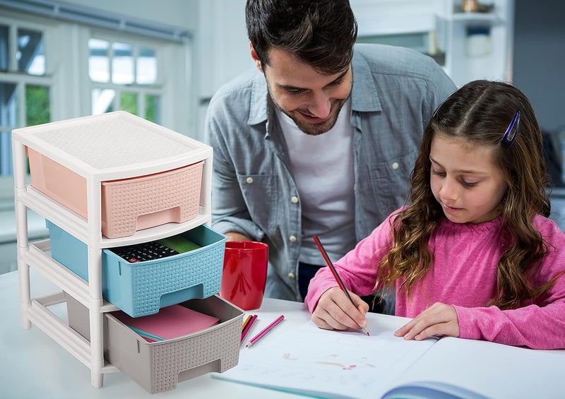 Nabhya Dura 3 Multipurpose Drawer Plastic Modular Chest Storage Organizer For Home Kitchen Office Parlor School Easy Assembly 3 Rack Multicolour - Image 5