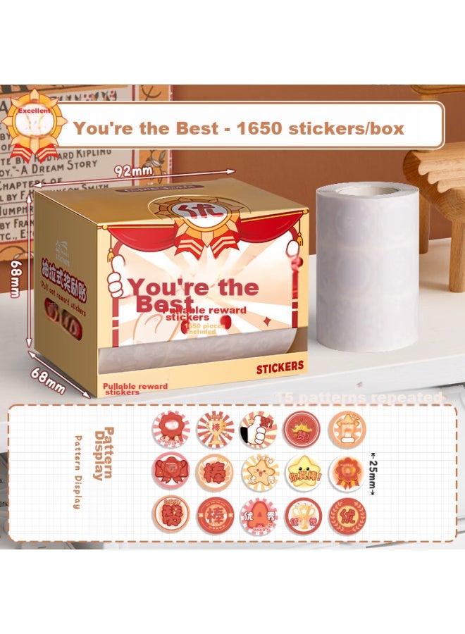 DEYUE Elementary School Student Reward Stickers, Teacher Encourages Children To Study, Mini Stickers For Kids, Kindergarten First Grade Cartoon Pull-out Commendation Stickers - Large Cute Pet Style 1650 Stickers - Image 3