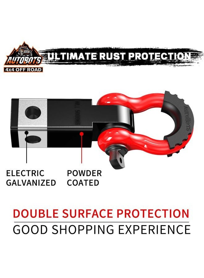 AUTOBOTS Tow Hitch Receiver 2", 45,000 Lbs Break Strength Shackle Hitch Receiver with 5/8" Hitch Pin, 3/4 D Ring Shackle, Towing Accessories for Truck Trailer Recovery Off-Road Red&Black - Image 3
