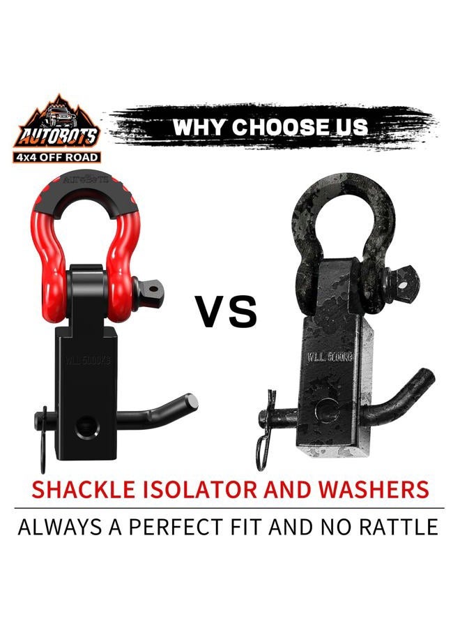 AUTOBOTS Tow Hitch Receiver 2", 45,000 Lbs Break Strength Shackle Hitch Receiver with 5/8" Hitch Pin, 3/4 D Ring Shackle, Towing Accessories for Truck Trailer Recovery Off-Road Red&Black - Image 5