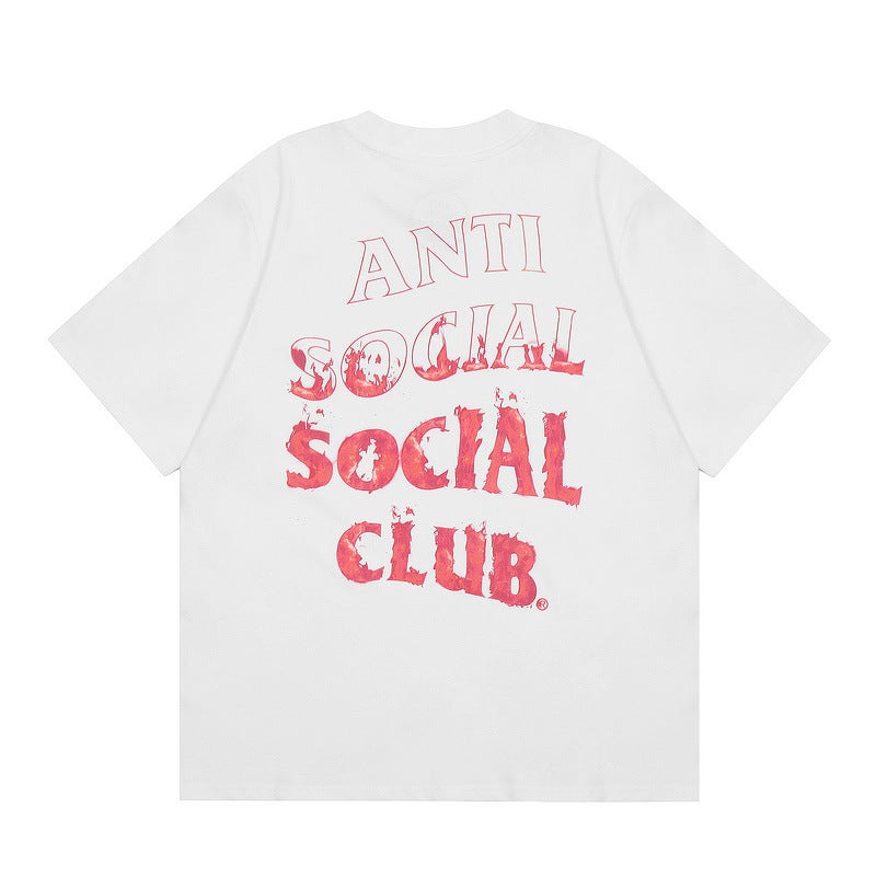 ANTI SOCIAL SOCIAL CLUB ASSC FLAME LETTERS PRINT LOOSE COUL NECK SHORT SLEEVE MEN T-SHIRT Black  - Image 2