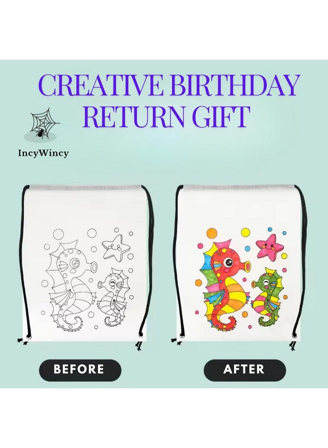 IncyWincy DIY Drawstring Haversack Dori Bag, Cartoon Print, Washable, Reusable, Pack of 36, Drawstring Backpack for kids, Birthday Return Gift for Boys and Girls (Assorted) - Image 4