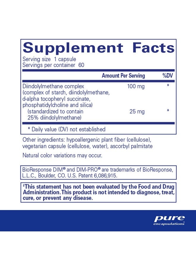 Pure Encapsulations DIMPRO 100 - Diindolylmethane Supplement - for Breast, Cervical & Prostate Health - Gluten Free & Vegan - 60 Capsules - Image 2