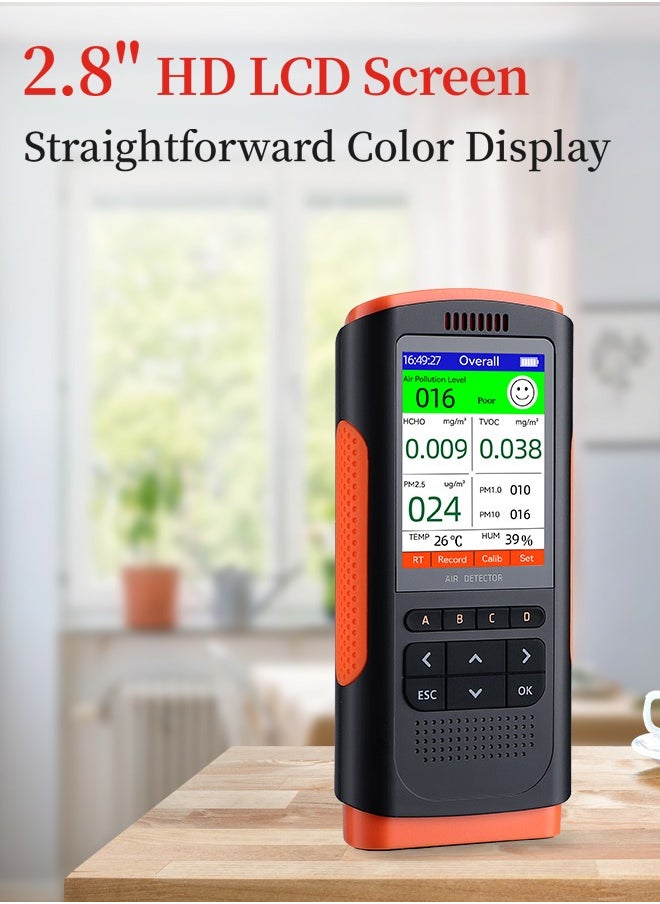INKBIRD - Air Quality Monitor Upgraded Portable Air Detector Meter Air Pollution Level Tester HCHO TVOC PM2.5/1.0/10 Temperature and Humidity Detector 8-in-1AQI Tester Air Quality Test for Home Office School - Image 1