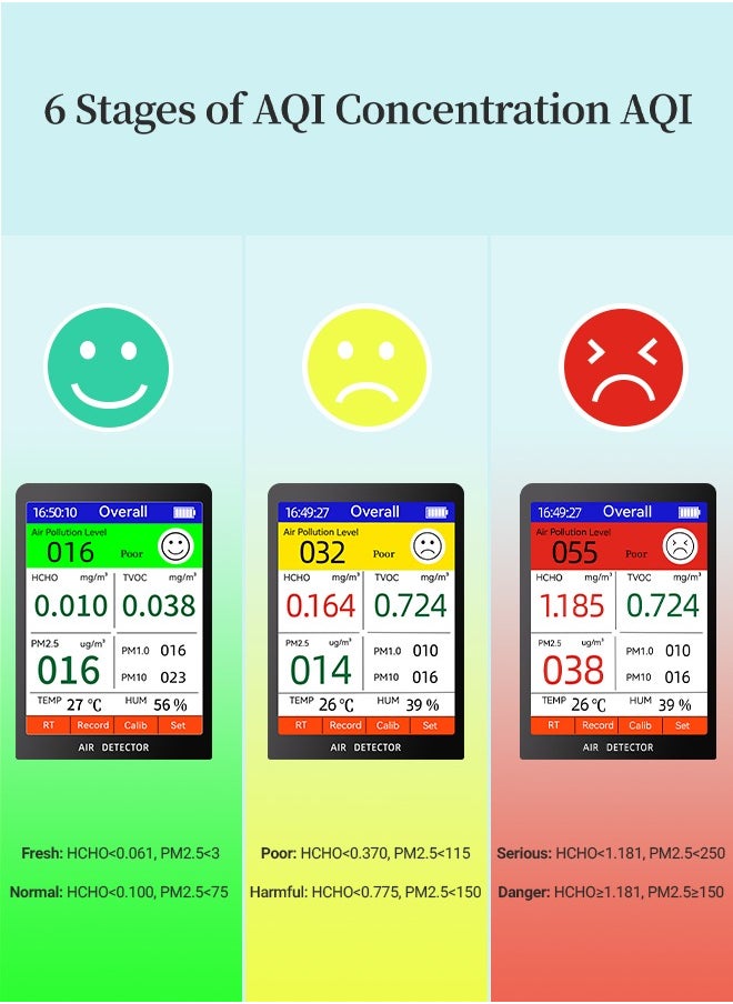 INKBIRD - Air Quality Monitor Upgraded Portable Air Detector Meter Air Pollution Level Tester HCHO TVOC PM2.5/1.0/10 Temperature and Humidity Detector 8-in-1AQI Tester Air Quality Test for Home Office School - Image 1