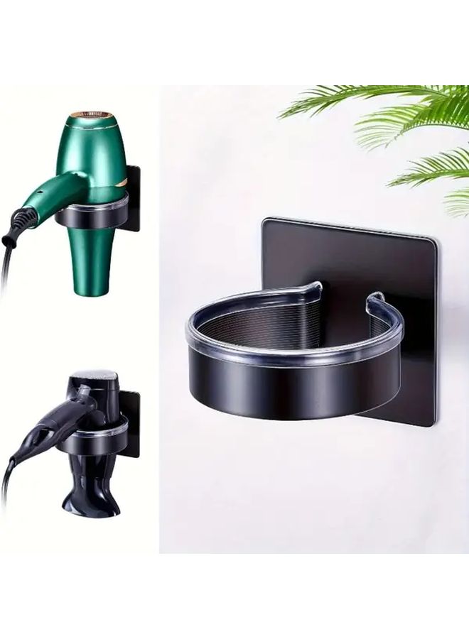 No Drill Wall Mount Hair Dryer Holder With Multiple Hooks Space Saving Bathroom Organizer For Xl Edge Dryers And Styling Tools Secure Wall Mount Sturdy Minimalist Black Durable Plastic Smooth Surface Sleek Design - Image 5