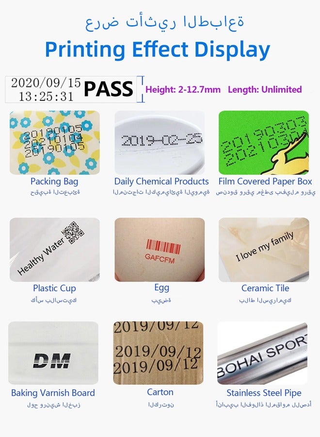 Mini Handheld Inkjet Printer+Ink Cartridge, Portable Inkjet Printer, HD Inkjet Code Printer, Send Fast Drying Ink Cartridge for Label/Date of Manufacture/Barcode/Logo/Logo Printing - Image 5