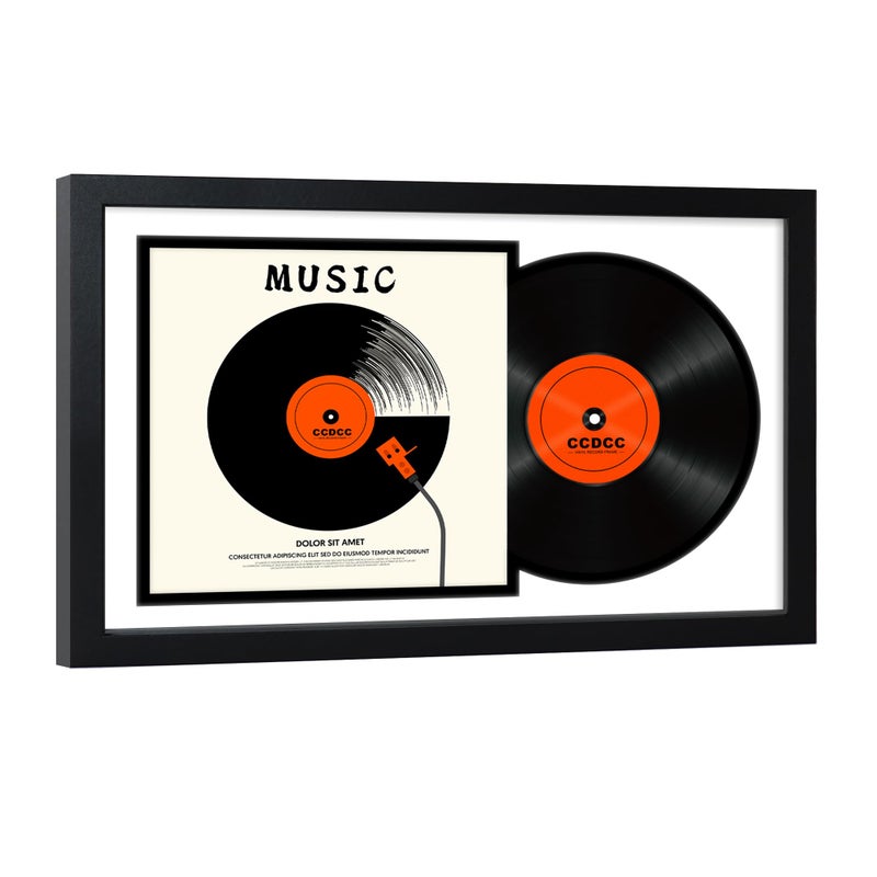 ccdcc 16.5x25 Vinyl Record Display Frame 1 Pack, Black Wooden Album Record Frame with Mats and Tempered Glass Cover for 12 By 12 Inch LP Record Cover - Image 1