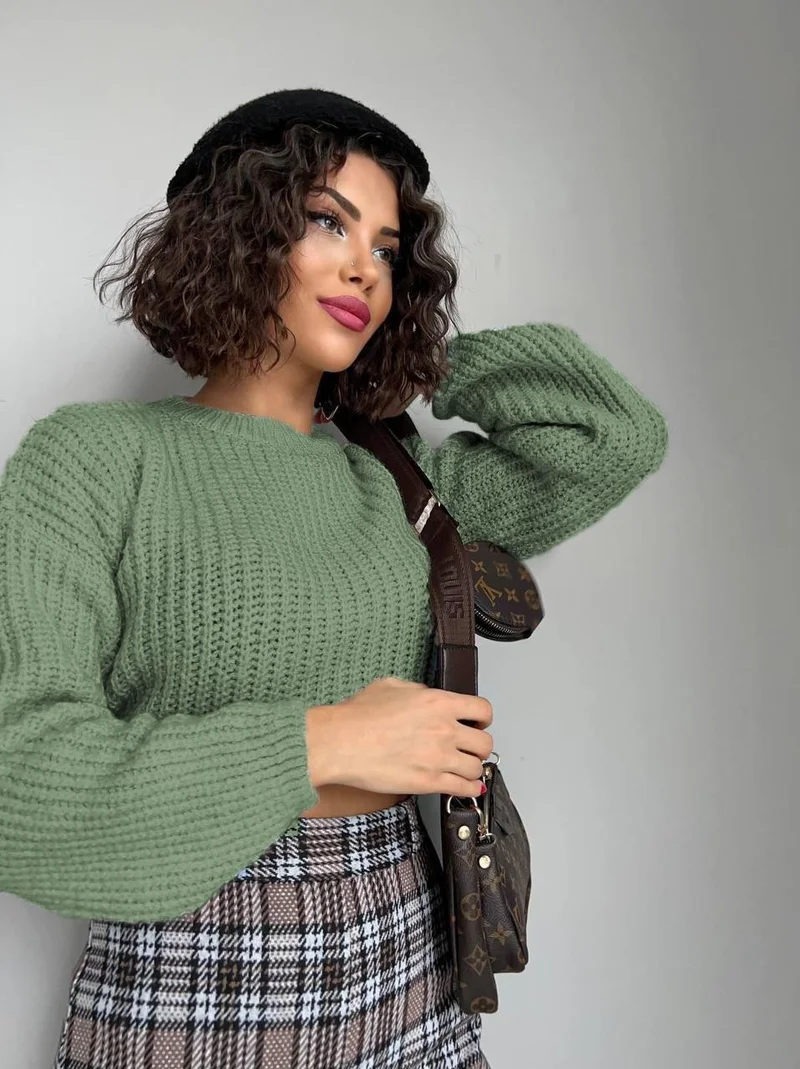 Pobudo Mint Color Women's Knitted Sweater