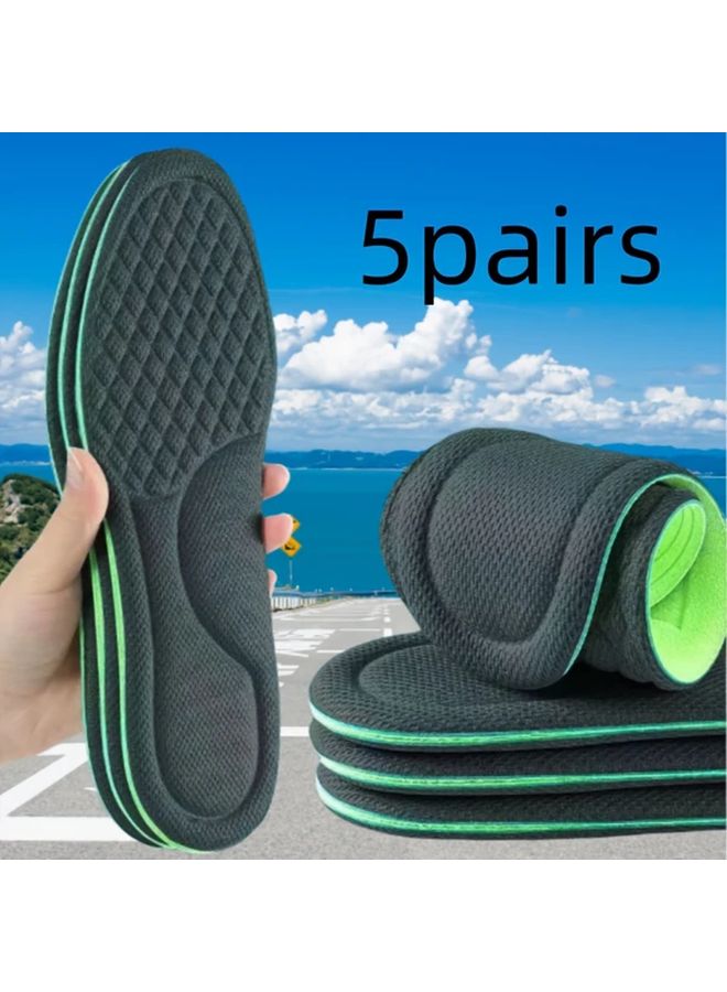 5 Pairs Soft Comfort Insoles Black US Size 4H 5H UK 3.5 4.5 EU 37 38 Suitable for Sports Casual Shoes Men Women All Seasons - Image 1