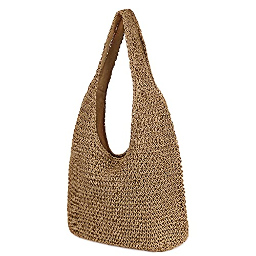 Youjaree Women Large Straw Beach Bag Handmade Woven Shoulder Bags Hobo Tote Handbag Purse for Summer (Khaki) - Image 2