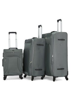 GIORDANO Giordano Trolley Bags 3 PCS Set Softside Spinners,Grey  - Image 1