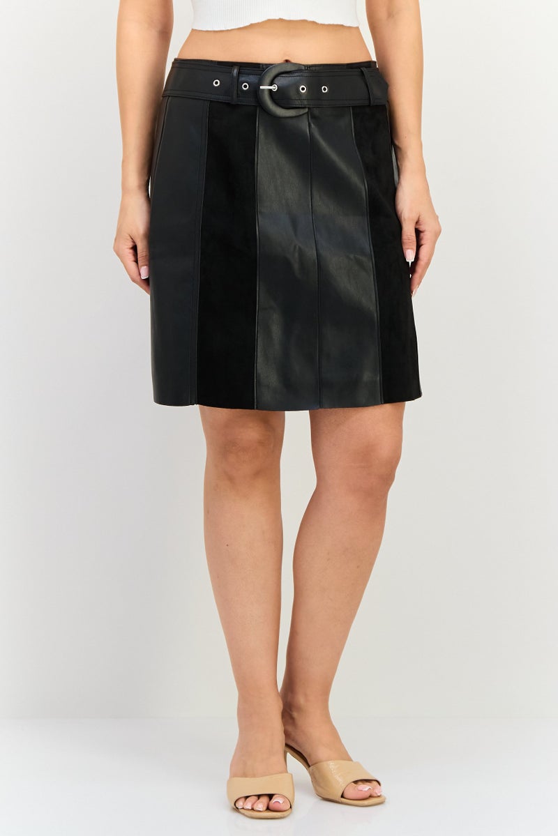 SELECTED تنورات ميدي نسائية سادة، سوداء - Image 1