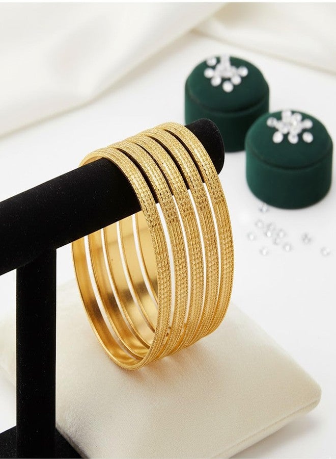 JFL - Jewellery for Less Golden One Gram Gold Plated Bangle Set Of 4 For Women (2.8) - Image 3