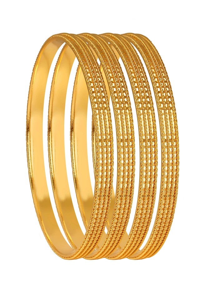 JFL - Jewellery for Less Golden One Gram Gold Plated Bangle Set Of 4 For Women (2.8) - Image 1