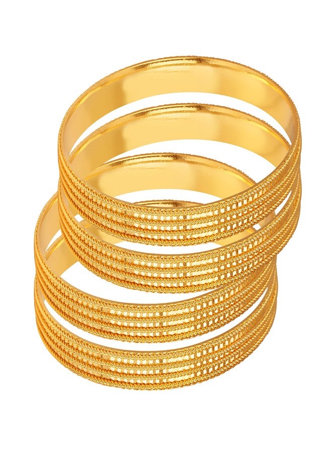 JFL - Jewellery for Less Golden One Gram Gold Plated Bangle Set Of 4 For Women (2.8) - Image 5