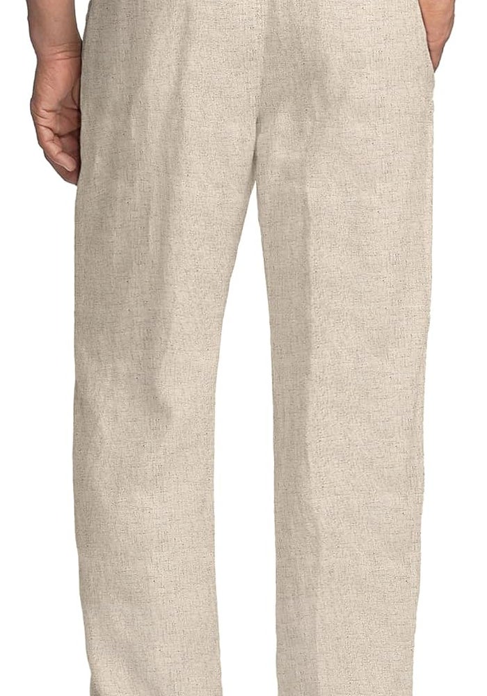 COOFANDY Men's Casual Linen Pants with Drawstring and Pockets - Lightweight Beach Trousers - Image 2