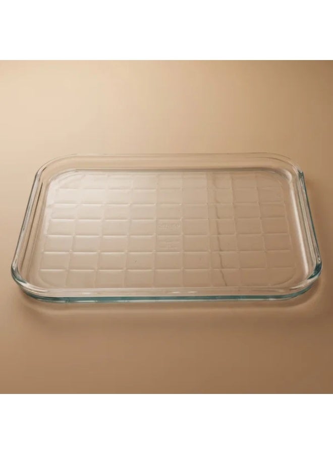 صينية فرن زجاجية، 32 × 26 × 2 سم، مستطيلة مسطحة - شفافة - Image 1