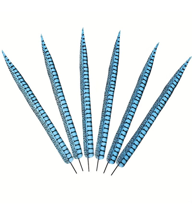 6 Pieces 25.5-27.5 Inch 65-70cm Gradient Color Simulation Feathers for Craft Decoration Carnival Accessories - Image 3