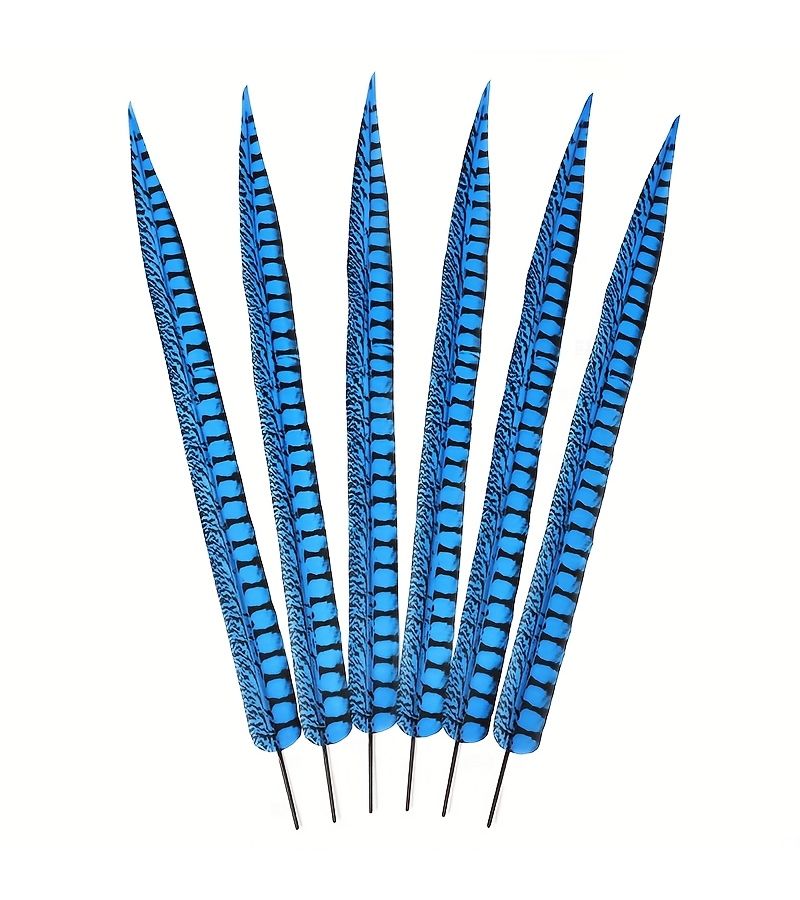 6 Pieces 25.5-27.5 Inch 65-70cm Gradient Color Simulation Feathers for Craft Decoration Carnival Accessories - Image 1