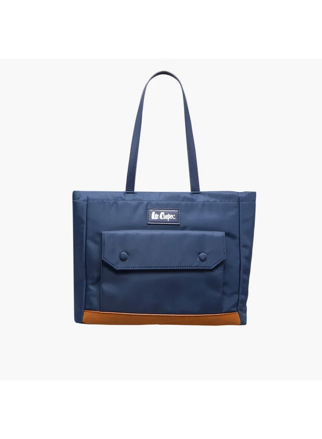 لي كوبر Women Logo Applique Tote Bag with Double Handle and Zip Closure