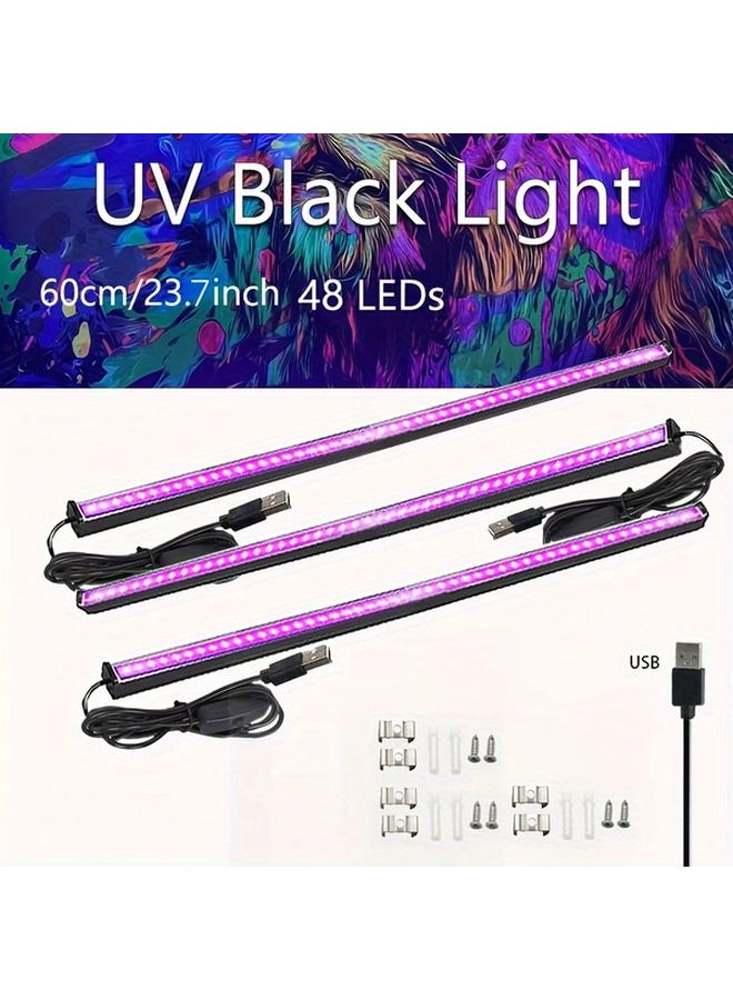 3pcs 23.7 Inch Black LED UV Black Light USB Powered Portable for Party Halloween - Image 1