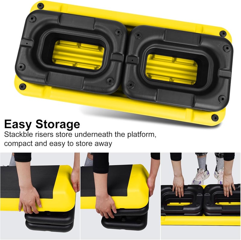 HooKung Adjustable Aerobic Stepper Workout Step with 4 Risers Fitness & Exercise Platform Trainer - Image 4