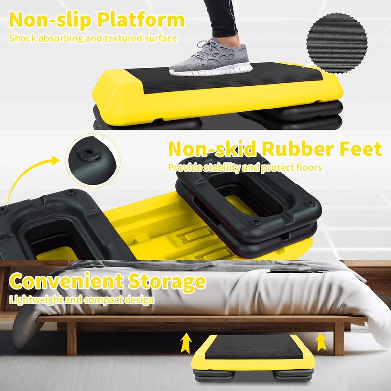 HooKung Adjustable Aerobic Stepper Workout Step with 4 Risers Fitness & Exercise Platform Trainer - Image 5