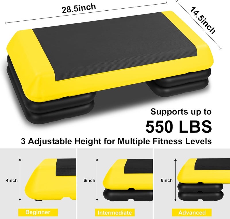 HooKung Adjustable Aerobic Stepper Workout Step with 4 Risers Fitness & Exercise Platform Trainer - Image 2
