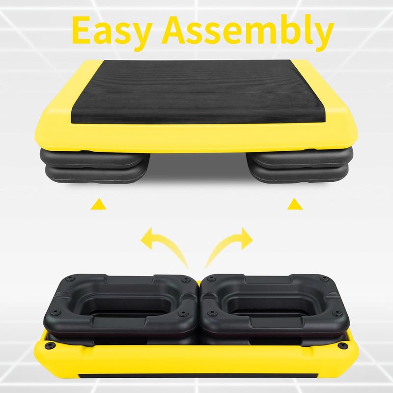 HooKung Adjustable Aerobic Stepper Workout Step with 4 Risers Fitness & Exercise Platform Trainer - Image 3
