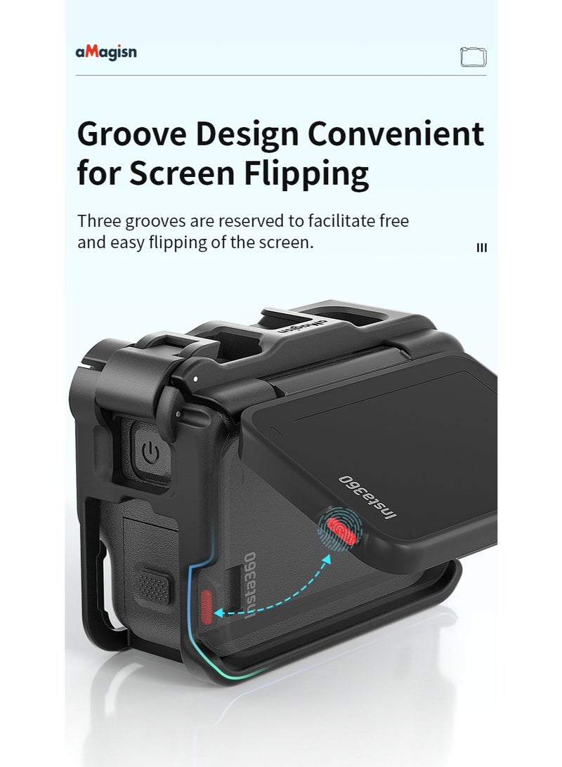 aMagisn Protective Frame for Insta360 Ace Pro / Ace Pro 2 – Quick Release Horizontal/Vertical Mount, Cold Shoe Port, Precise Cutouts for Ports and Accessories - Image 5