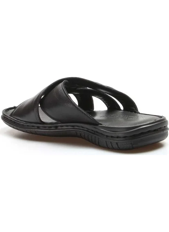 Fast Step Men's Genuine Leather Daily Comfortable Summer Beach Lightweight Banded Flat Slippers 952MA125