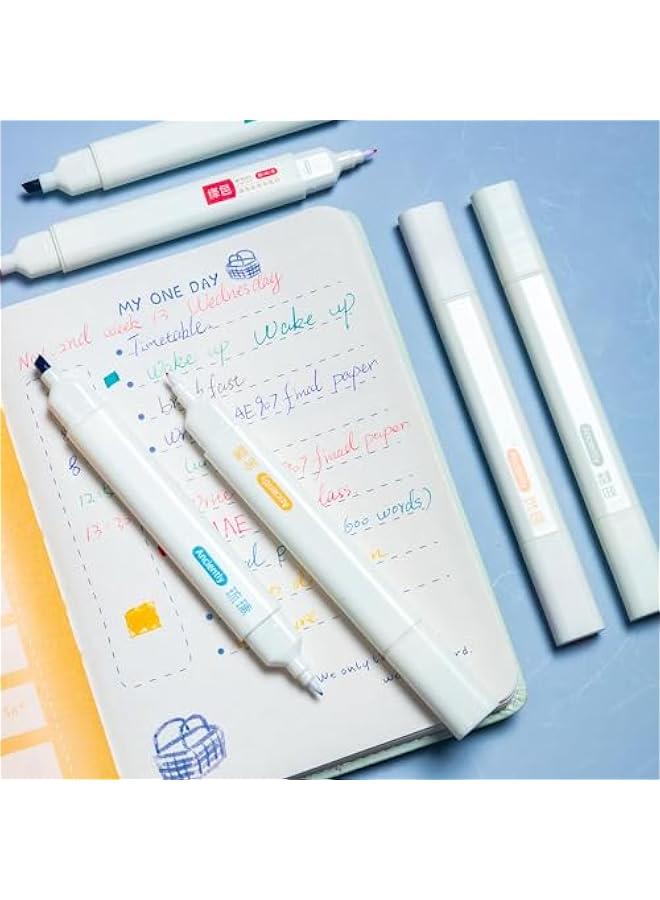 Arabest Rainbow Double Tip Highlighters with Fine Chisel Tip for Students' School Notebooks  - Image 5