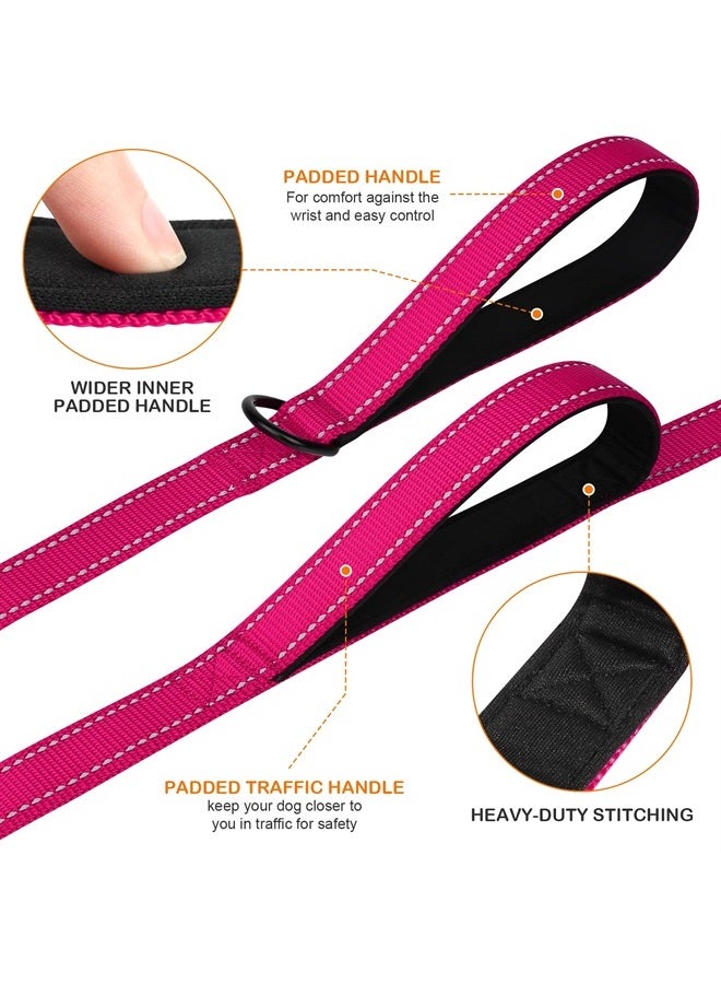 Joytale Double Handle Dog Leash, Double-Sided Reflective Dog Leashes for Night Safety, Heavy Duty Leash for Large and Extra Large and Medium Breed Dogs Outside Walking,6FT,Hot Pink - Image 1
