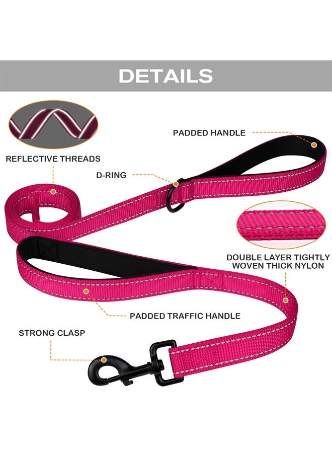 Joytale Double Handle Dog Leash, Double-Sided Reflective Dog Leashes for Night Safety, Heavy Duty Leash for Large and Extra Large and Medium Breed Dogs Outside Walking,6FT,Hot Pink - Image 2