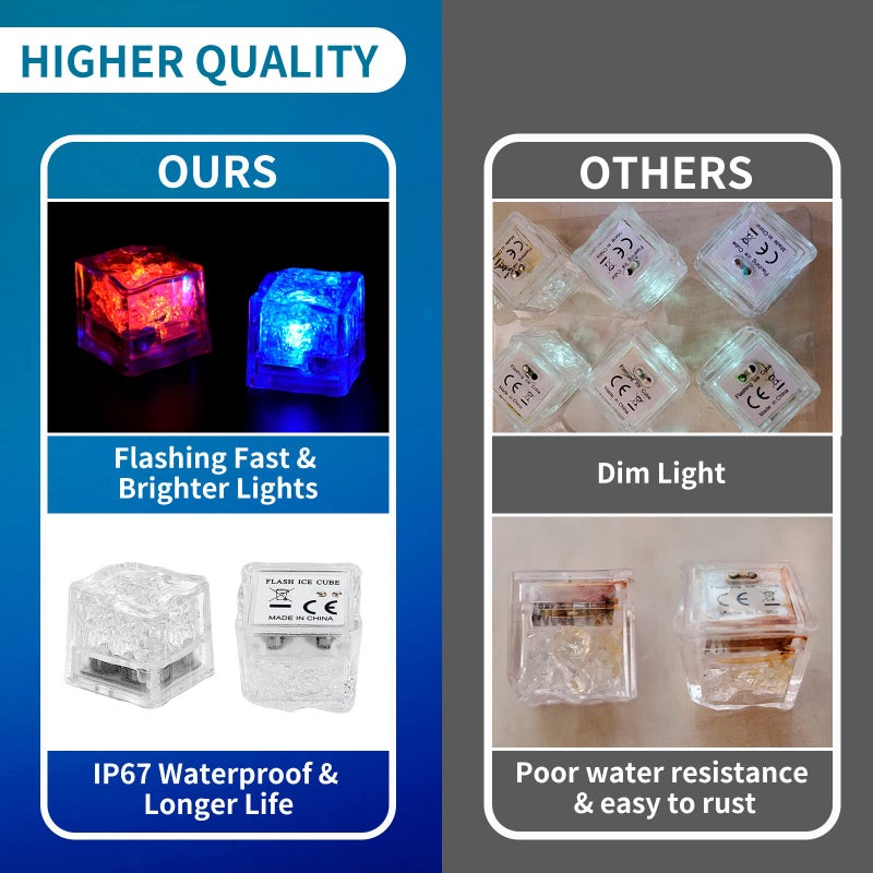 Nonley Light Up Ice Cubes Bulk, 200 PCS Led Ice Cubes for Drinks with Changing Lights, IP67 Waterproof Reusable Glowing Flashing Ice Cube for Club Bar Party Wedding Decor (Multicolor) - Image 3