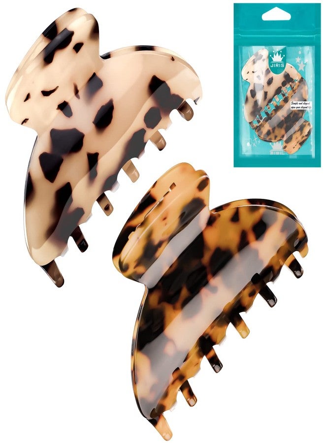 JIRIS 2PCS 2.75 inches Hair Claw Banana Clips tortoise Barrettes Celluloid French Design Barrettes celluloid Leopard print Small Fashion Accessories for Women Girls(SET4) - Image 2