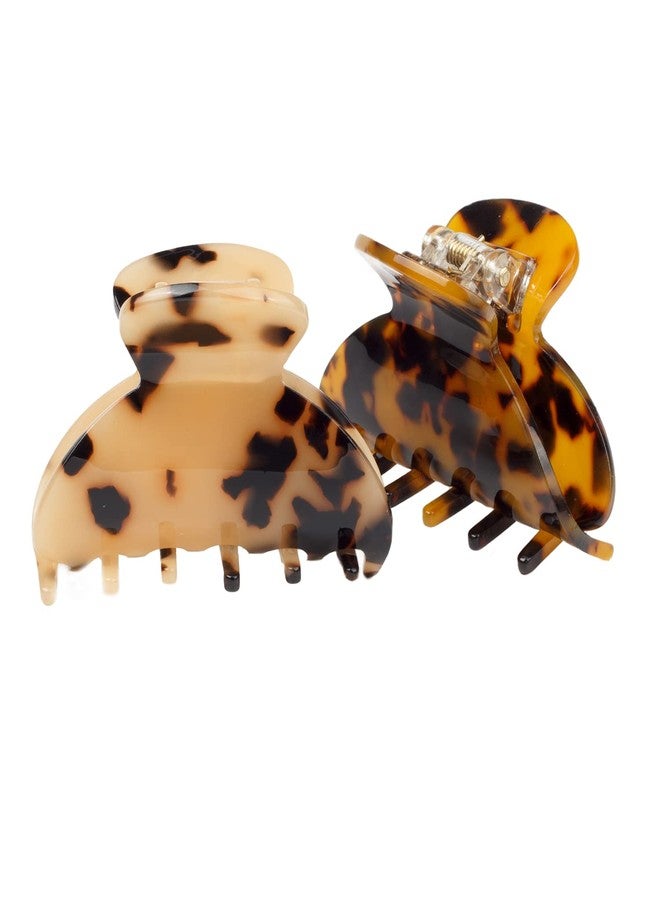 JIRIS 2PCS 2.75 inches Hair Claw Banana Clips tortoise Barrettes Celluloid French Design Barrettes celluloid Leopard print Small Fashion Accessories for Women Girls(SET4) - Image 3